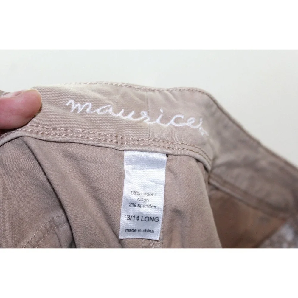 Maurices Bootcut Pants Girls 13/14 Long Beige Good Cotton Stretch Khaki